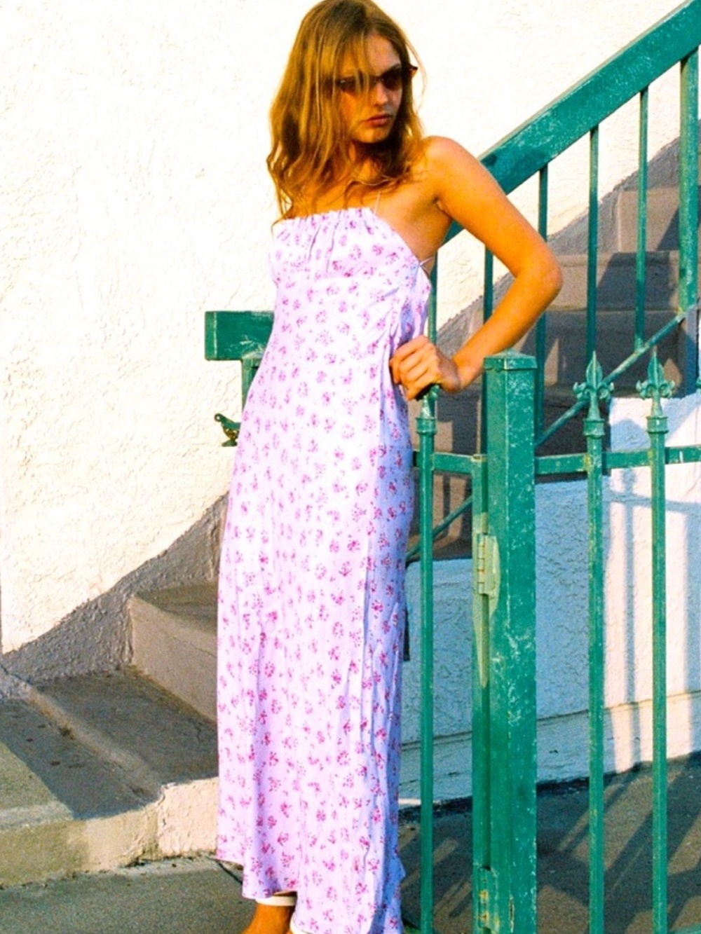 Zara Lilac Strapless Floral Maxi Dress